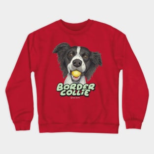 Cute Border Collie Dog with tennis ball in mouth Crewneck Sweatshirt